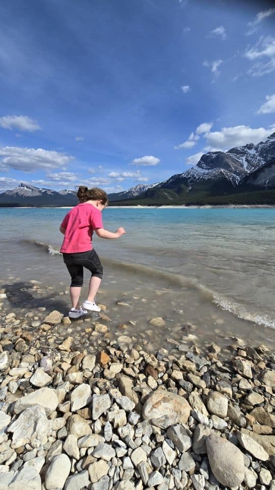 Windy shoreline fun at Windy Point on Abraham Lake, in Clearwater county Alberta Canada