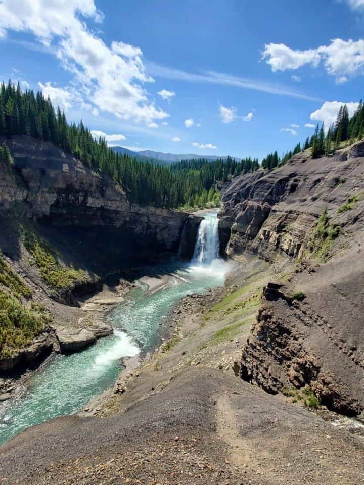 Ram Falls in Clearwater County Alberta is a popular vacation destination for camping and outdoor adventure
