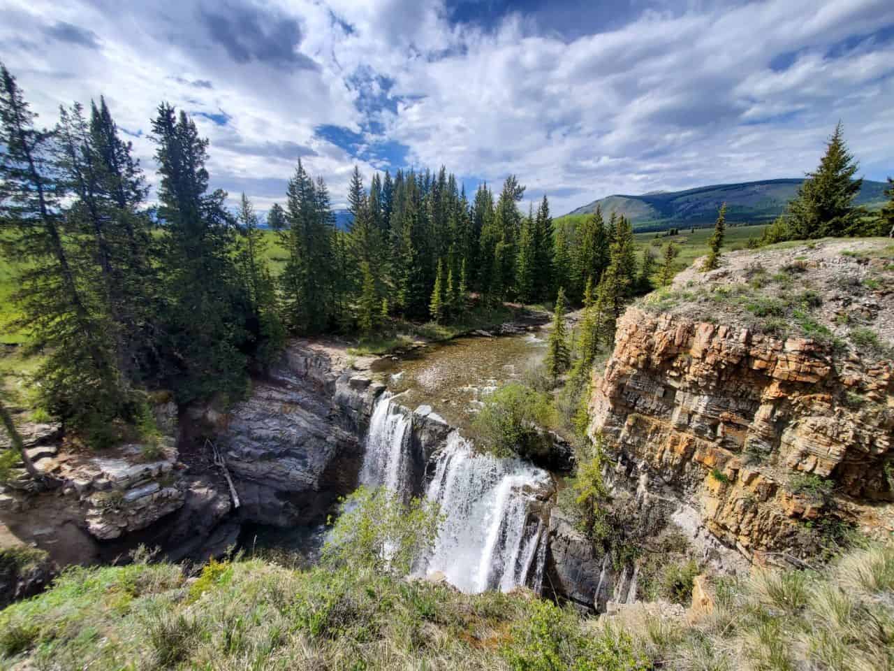 Bighorn Falls in Ya Ha Tinda is a great day trip drove from Sundre Alberta Canada