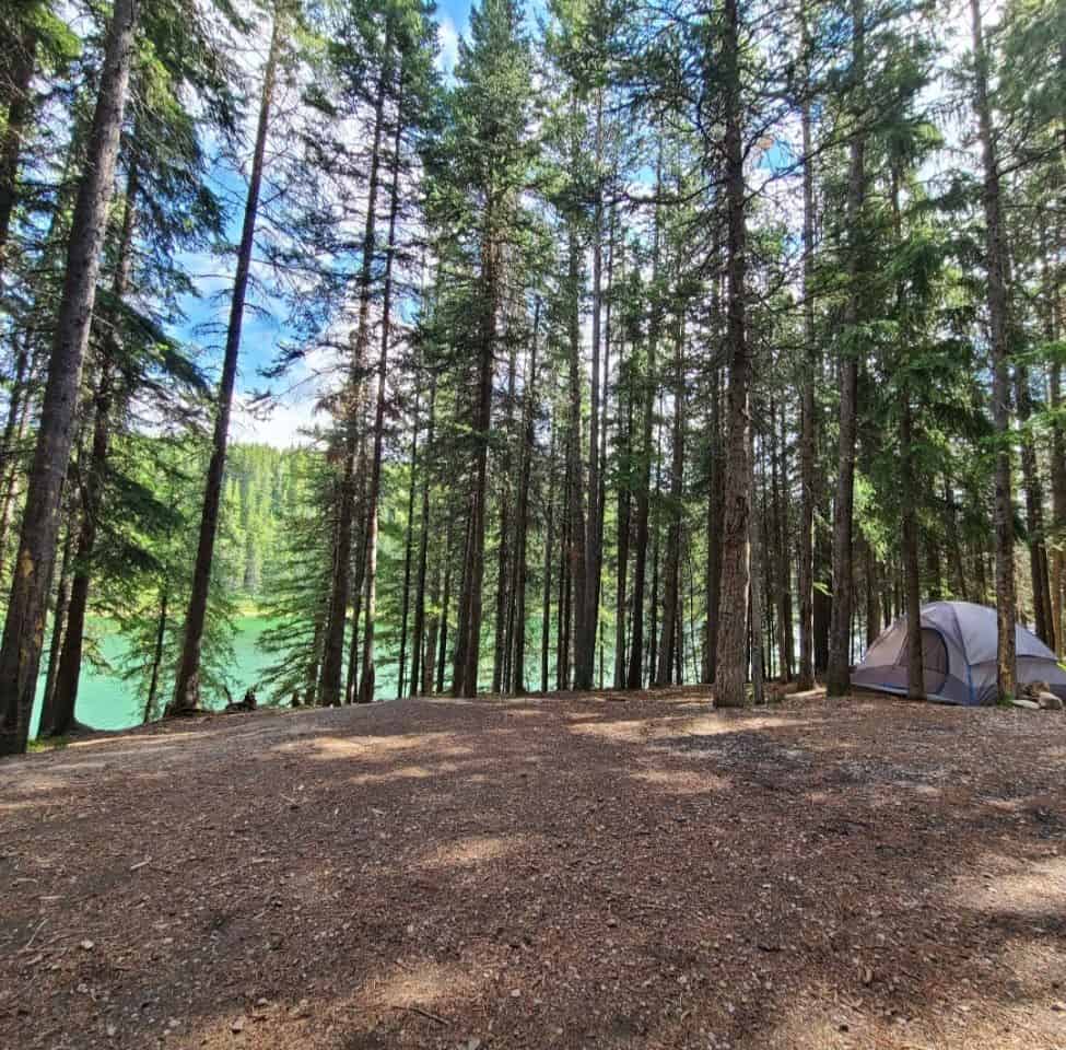 Chinook Lake in the Crowsnest Pass is a popular camping and paddling lake in Southern Alberta Canada