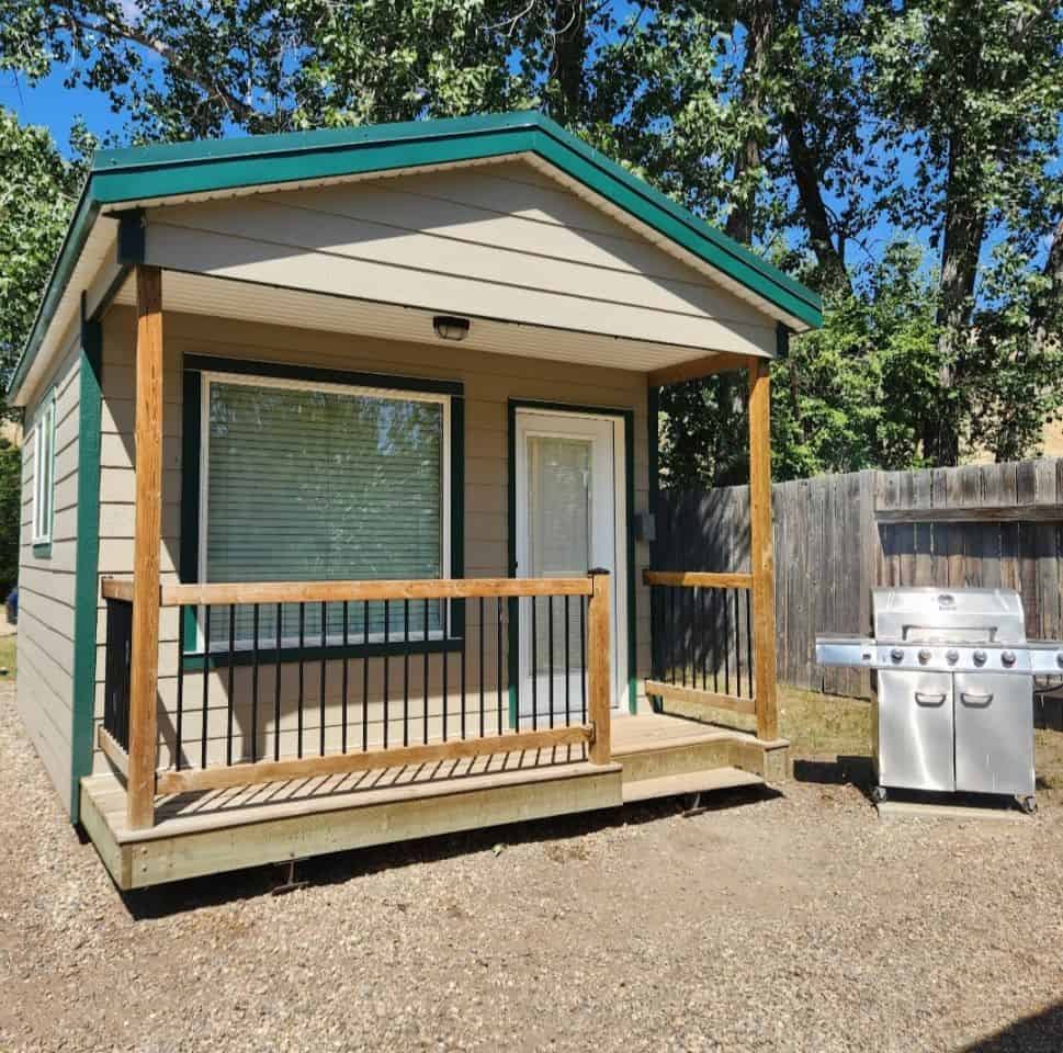 Comfort camping cabins in Writing-on-Stone Provincial Park in southeast Alberta Canada