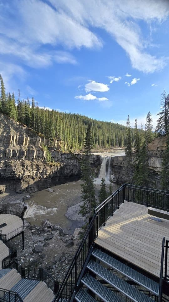 Exploring the new view points and platforms at Crescent Falls in Alberta Canada
