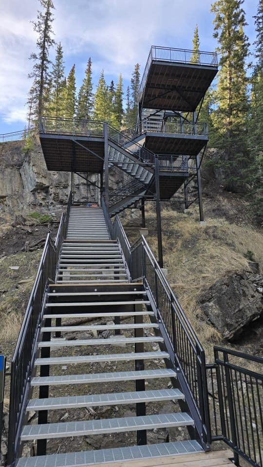 Crescent Falls just got a recent safety overhaul and now has multiple safe viewing platforms and levels to explore in Clearwater County Alberta Canada