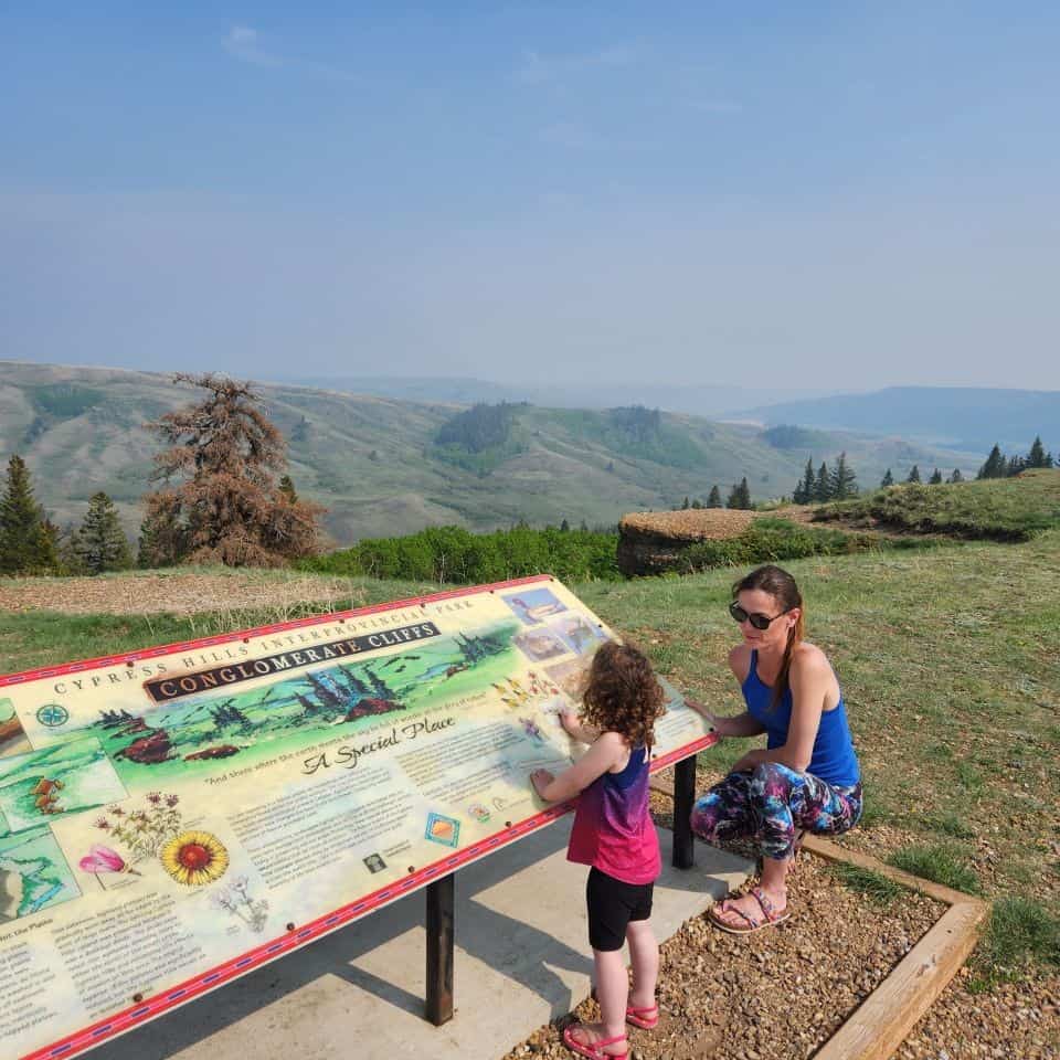 Cyrpess Hills Interprovincial Park has many informative interpretive signs and amazing views to explore.