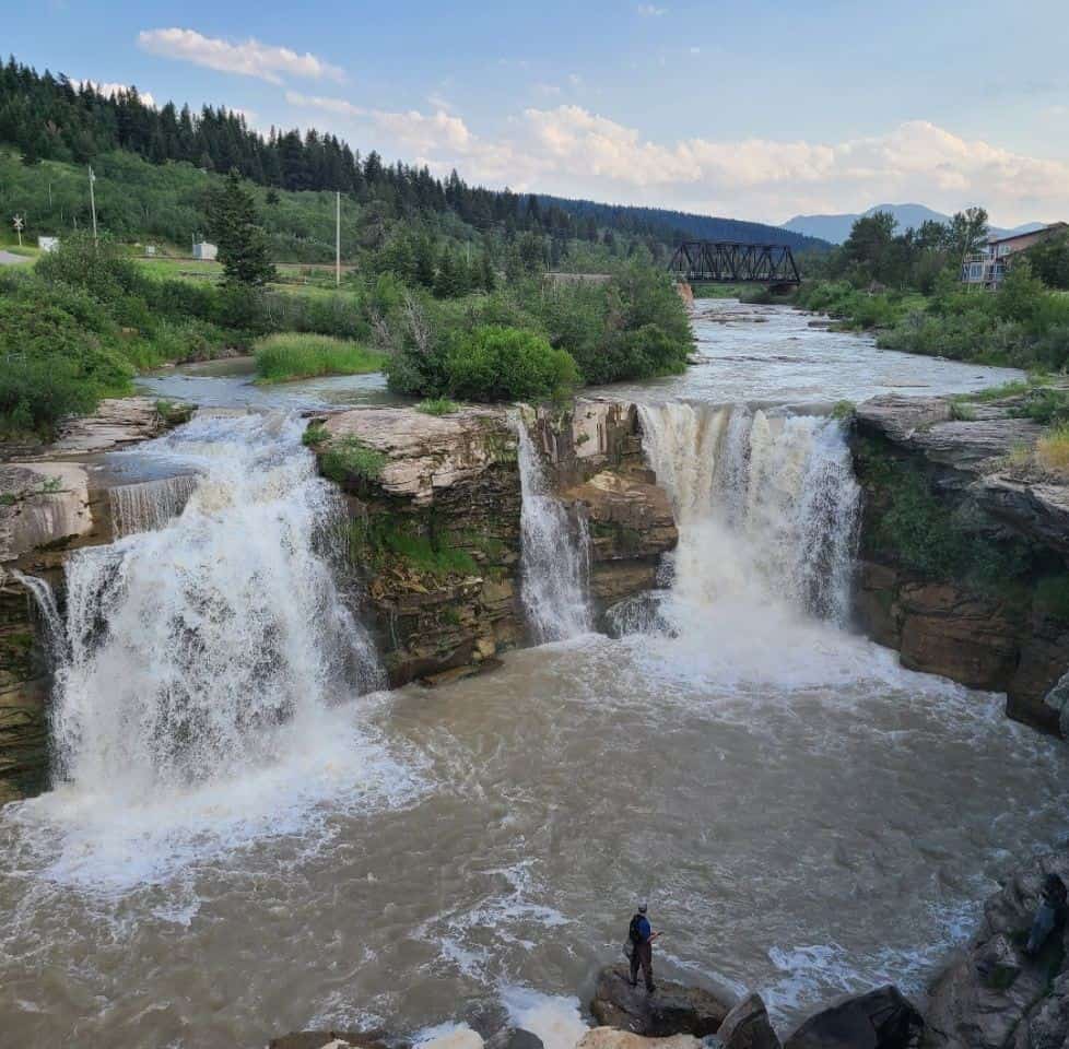 Lundbreck Falls in Alberta is a must see destination in the Crowsnest Pass