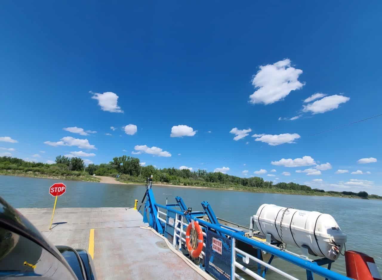 Found near the Alberta Saskatchewan border in central Saskatchewan, a small river crossing ferry