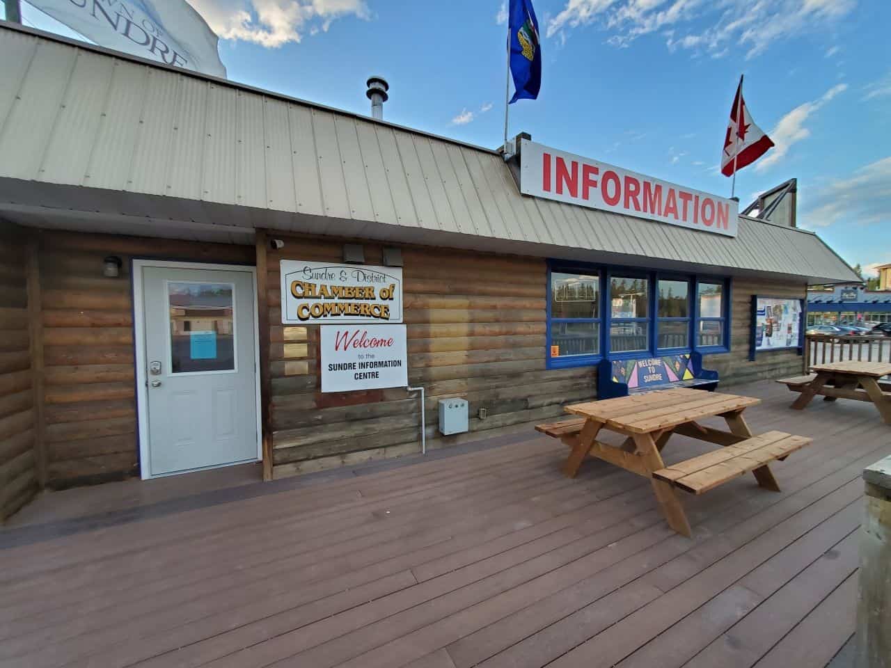 Visiting the Sundre Tourism Information Centre to gather all the needed information for adventures in the surrounding area