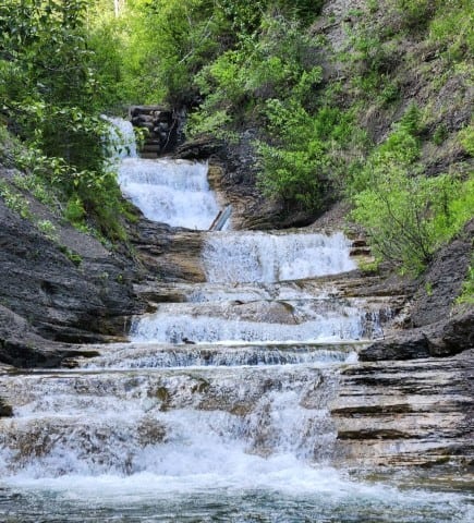 Allison Creek Falls is a newly revamped waterfall hike in the Crowsnest Pass of Alberta Canada