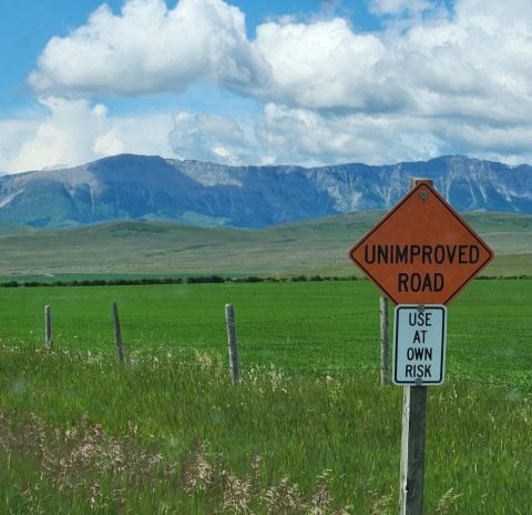 Back road driving at its finest in the Crowsnest Pass Alberta Canada