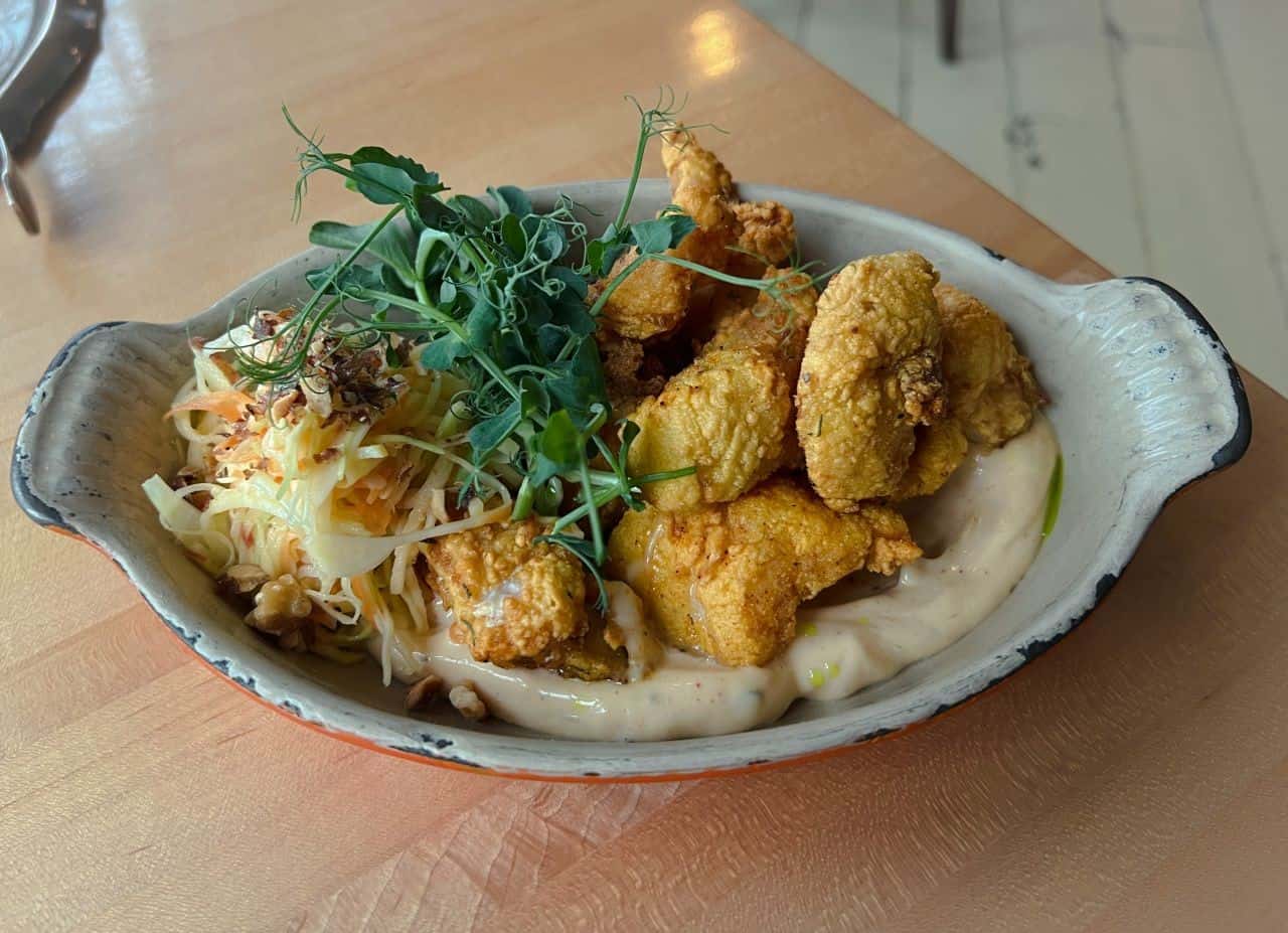 Cod fish is a popular local seafood used in fine dining restaurants in Newfoundland.