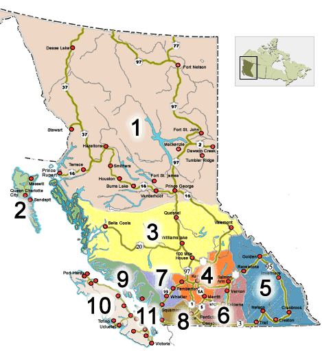 British Columbia Adventure Travel Map