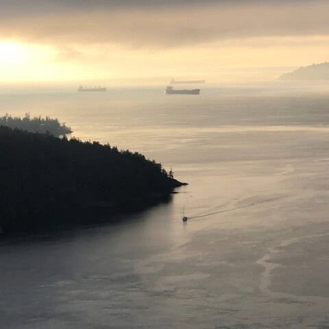 freighters-in-the-distance-outside-sansum-narrows-waiting-to-unload-their-cargo-in-vancouver-bc