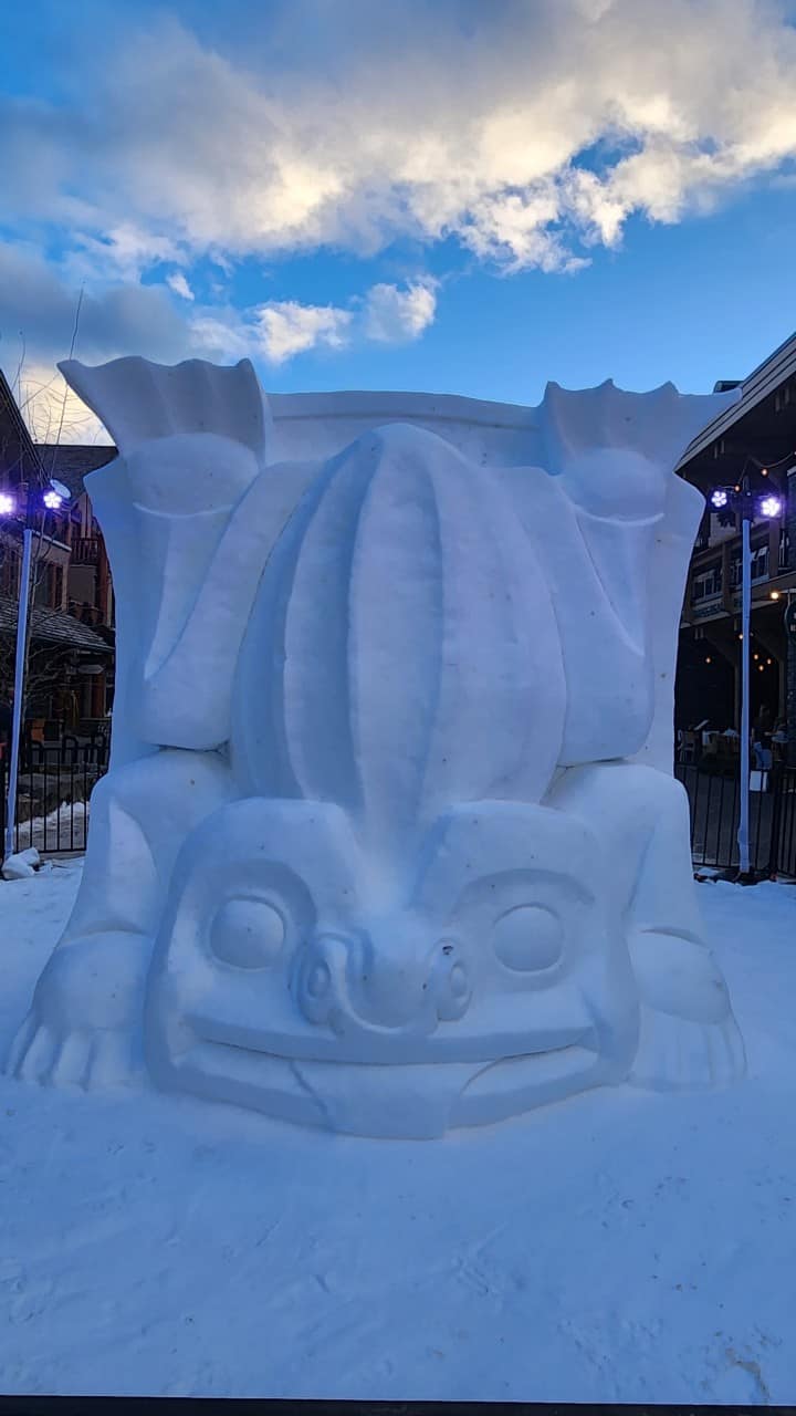 Banff Snow Days 2024 Winter Festival 2024-02-01 - 2 sided snow sculpture done by Team Yukon at the Snow Days event in Banff 2024
