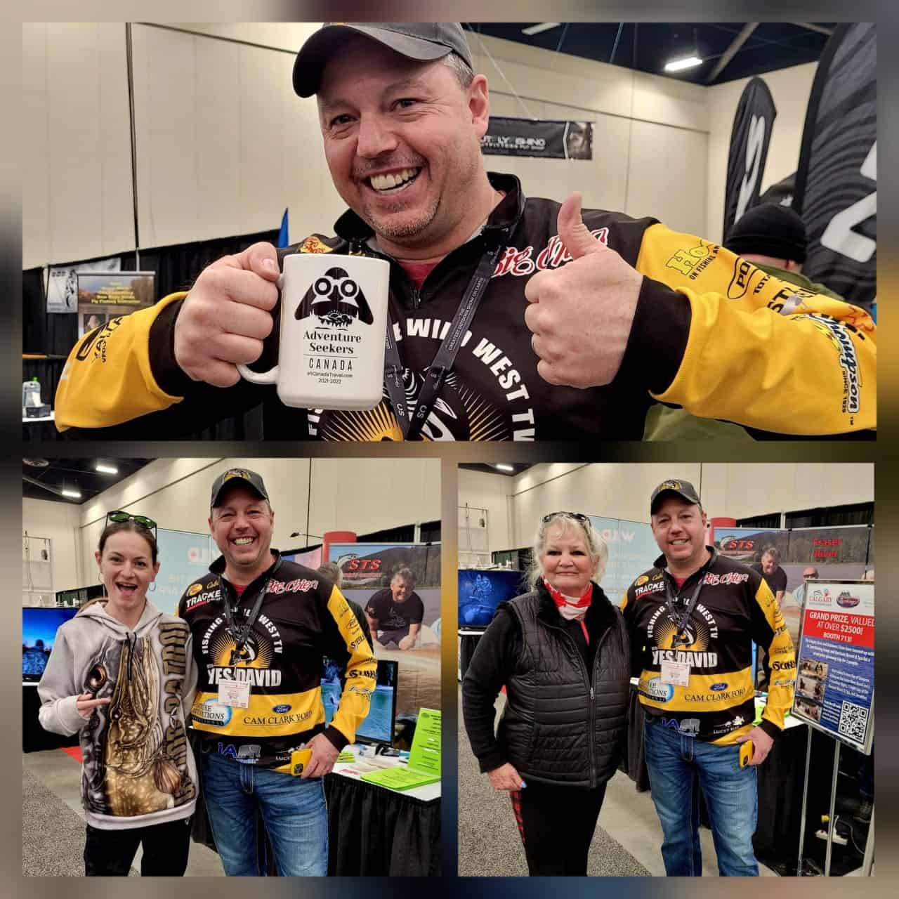 Adventure Seekers Andrea & Cary Horning with Wes David at Calgary Boat & Outdoors Show 2023