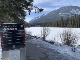 Bow River Trail Signage in Banff Alberta Canada