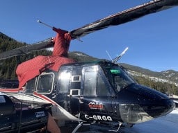 Helicopter at Choppers Landing Panorama British Columbia