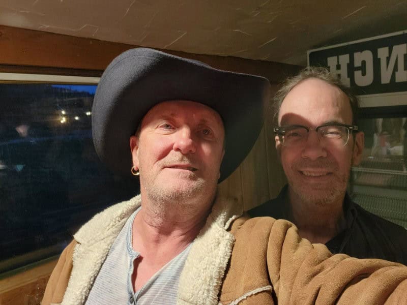 The Girard Brothers in Cowboy mode - Greg and Colin Girard take a break from two stepping at the AP Barn Dance located in Merritt British Columbia Canada. 