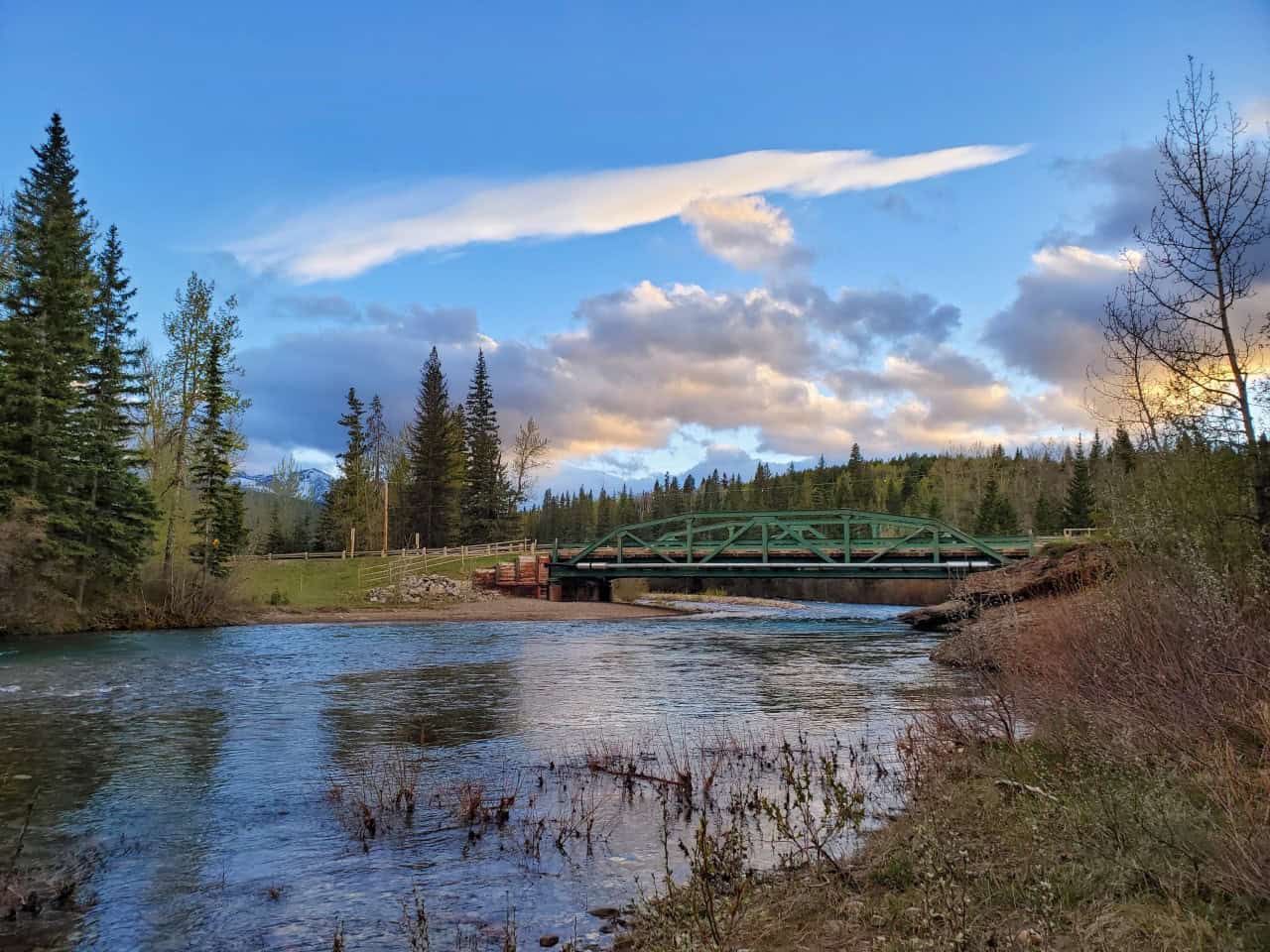 The Infamous Bridge on Castle River in Alberta Canada - Thr gorgeous scenery surrounding Castle River Bridge Campground. You see where it gets its name from 