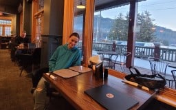 Prime seating in the Off Season at Waypoint Restaurant and Bar - Kaslo B.C Canada 