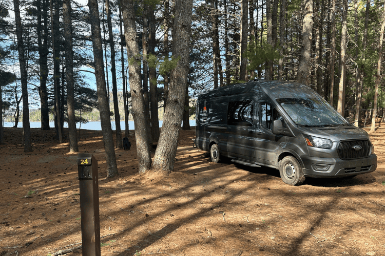 Algonquin-Provincial-Park-ON-Achray-Campground - The final stay on our cross-Canada road trip was at Algonquin Park, Ontario. The Achray Campground is located past the Sand Lake Gate and is buried deep within the tall trees of Algonquin Park. Having only camped at campgrounds along Algonquin's Highway 60, finding the Sand Lake Gate proved to be a unique challenge, but well worth it. We had a waterfront site with access to a beautiful sandy beach on Sand Lake. Despite the time of year, there were many campers enjoying this section of Algonquin Park and it was the perfect ending to our cross- Canada adventures.
