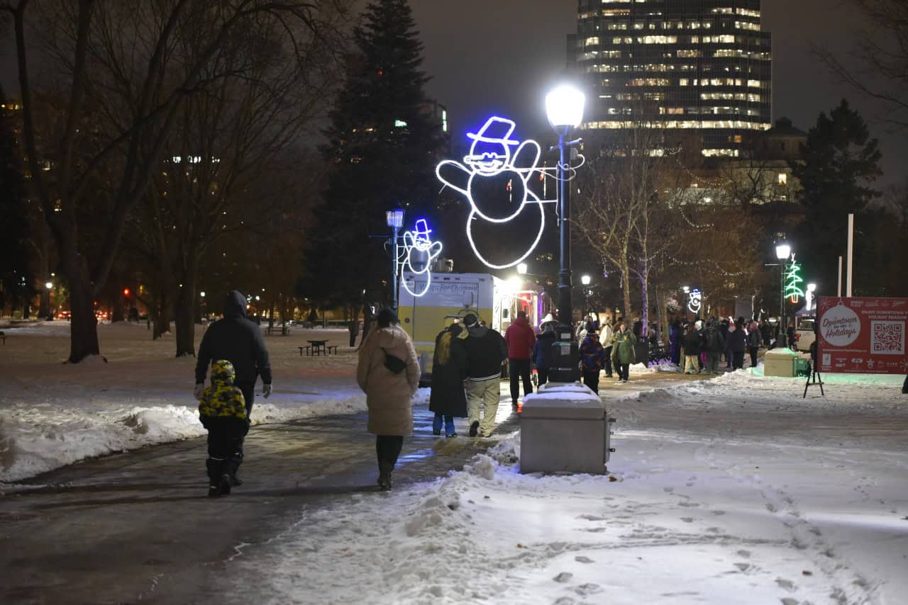 Food Trucks at Victoria Park’s Lighting of the Lights Event in London, Ontario - Food trucks line the edges of Victoria Park during the Lighting of the Lights event in London, Ontario. Offering delicious holiday treats and comfort food, they add to the festive holiday atmosphere.