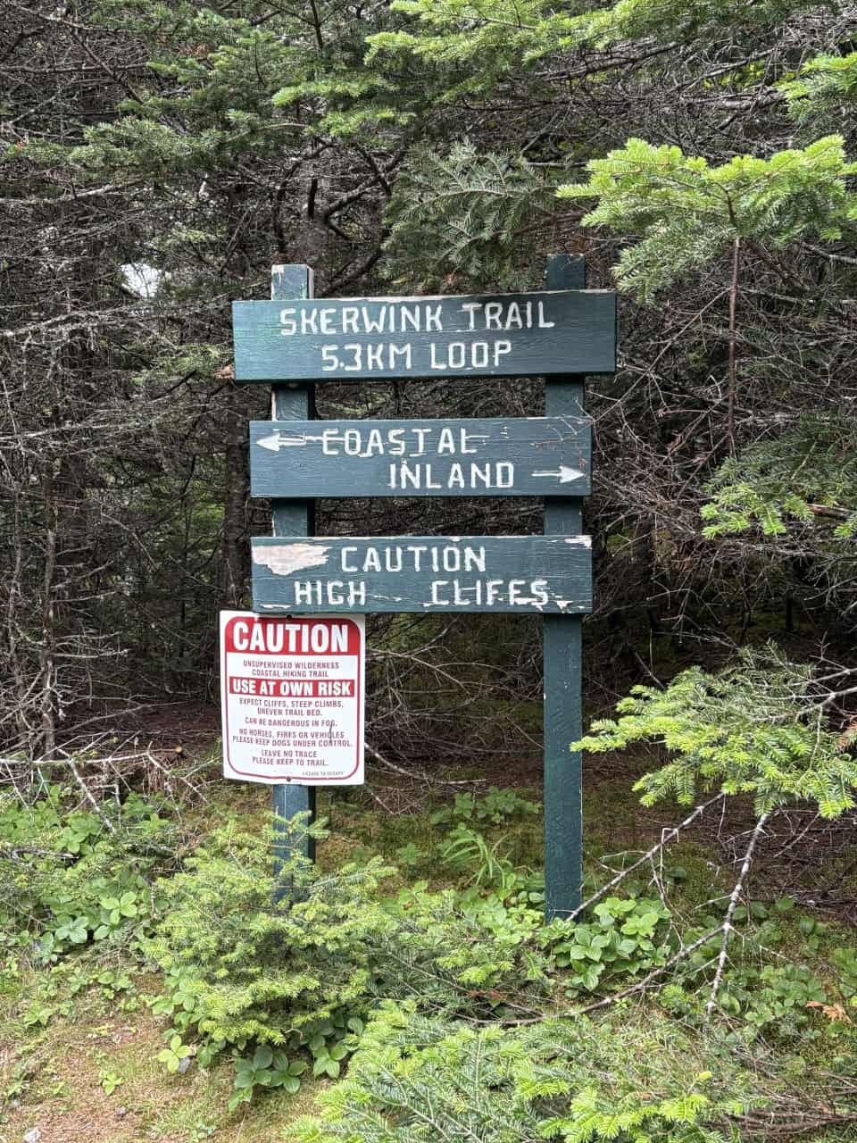 Two-Skerwink-Trail-Choices - The signage provides some hiking choices you can make as you hike the Skerwink Trail. We chose the coastal route for the most amazing waterfront views.