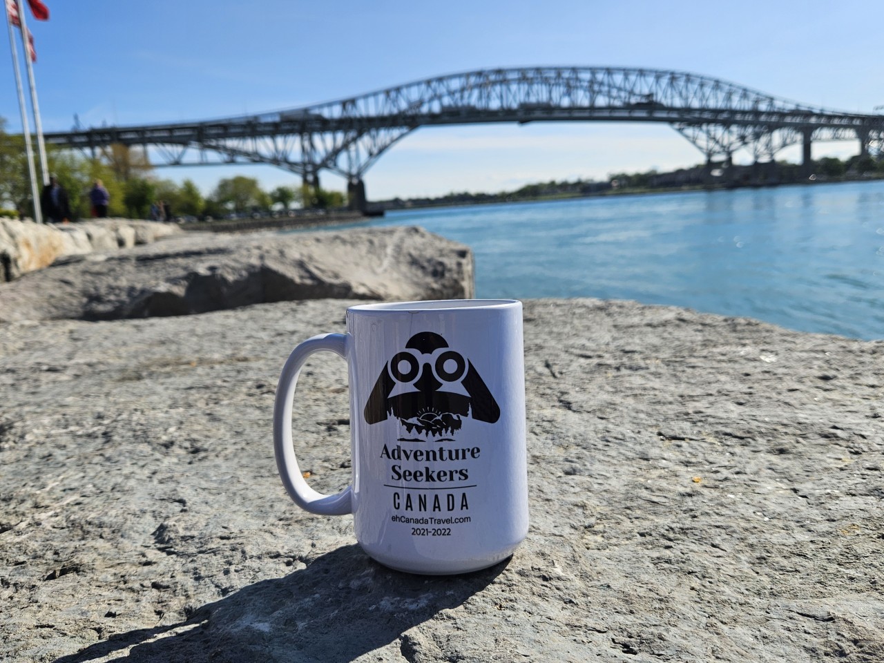 Adventure Seeker Mug visited the Blue Water Bridge  - Point Edward Ontario Canada  - My Adventure Seeker Mug travels everywhere with me and this time with me at Point Edward's Blue Water Bridge.
Point Edward Ontario Canada 
