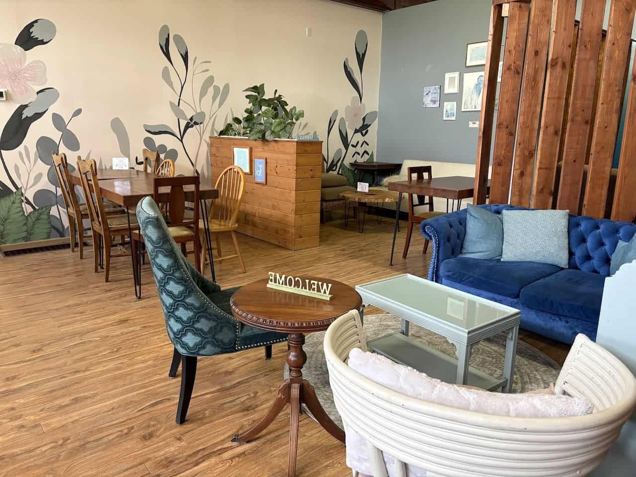 Sitting-Area-at-Frannies-Coffee - Frannie's Coffee Shop offers a cozy café atmosphere in Princeton, British Columbia, Canada.