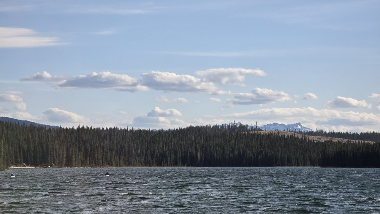 Lakes near Nordegg Alberta Canada - What started as a calm day quickly turned breezy as waves rolled across Shunda Lake near Nordegg.