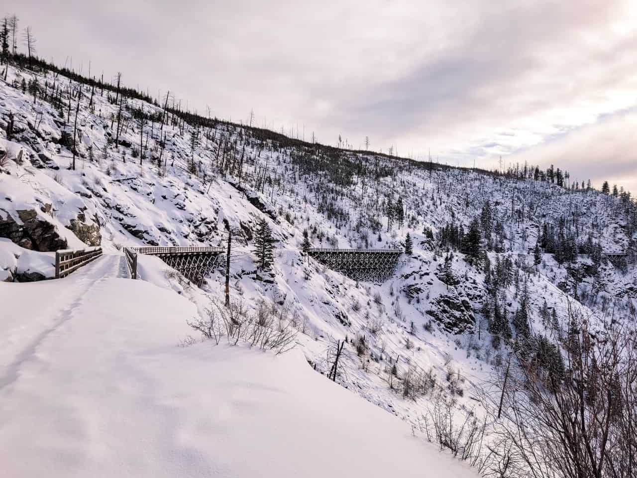 Myra Canyon Trestle - Located 30 minutes from Kelowna, this easy 12 km (one-way) leads you through 12 tunnels and 18 trestles