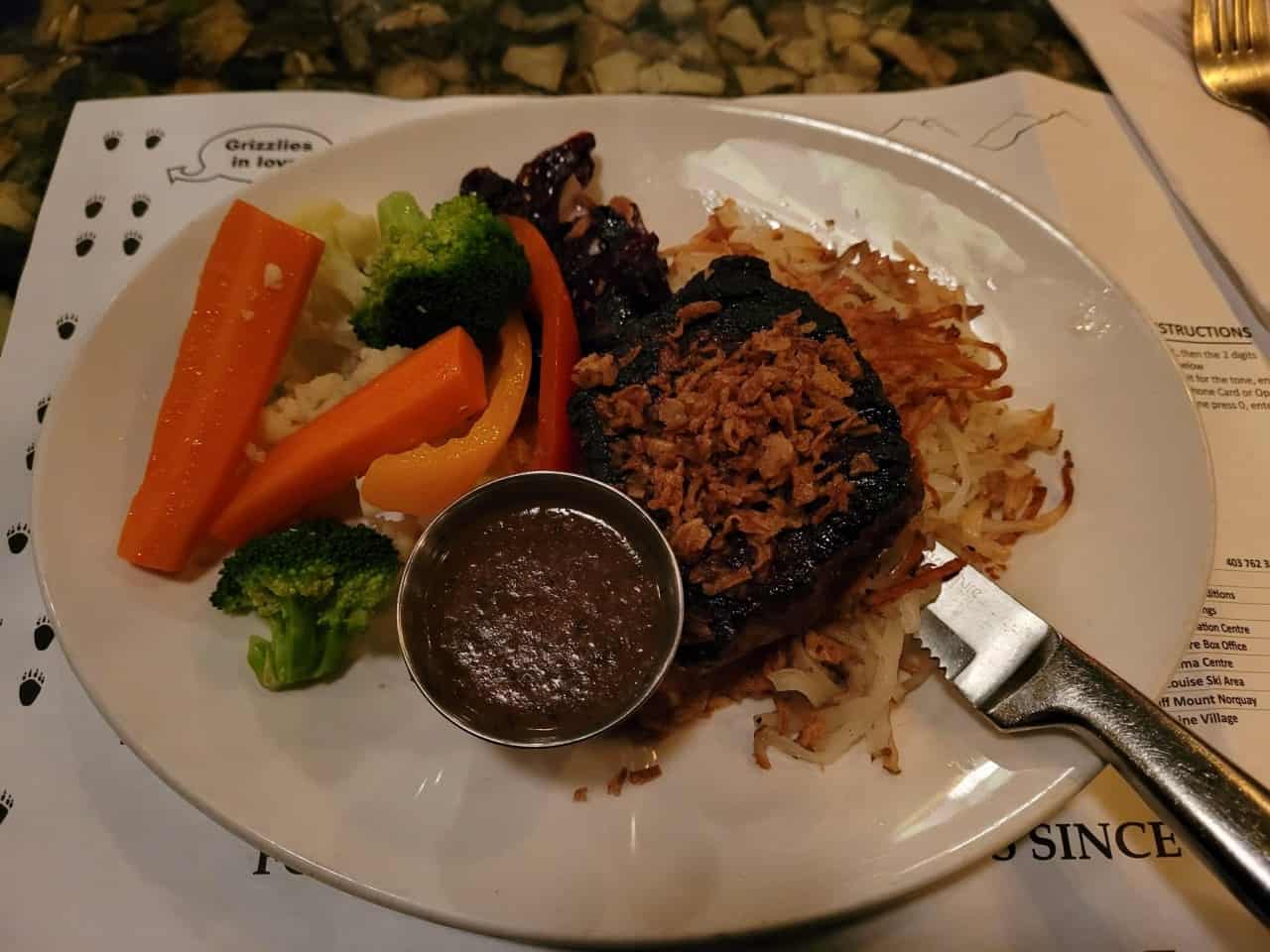 Winter in Banff & Grizzly House Restaurant 2021-12-02 - Alberta Beef - Medium Rare Striploin Steak