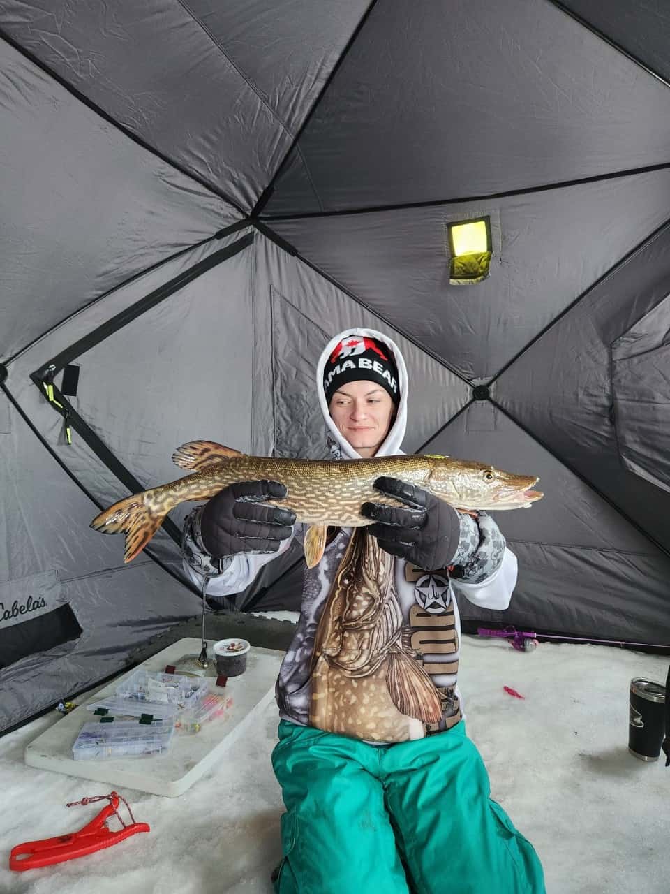 Fishing Buffalo Lake catches our group a Northern Pike at the Big Jack Classic.