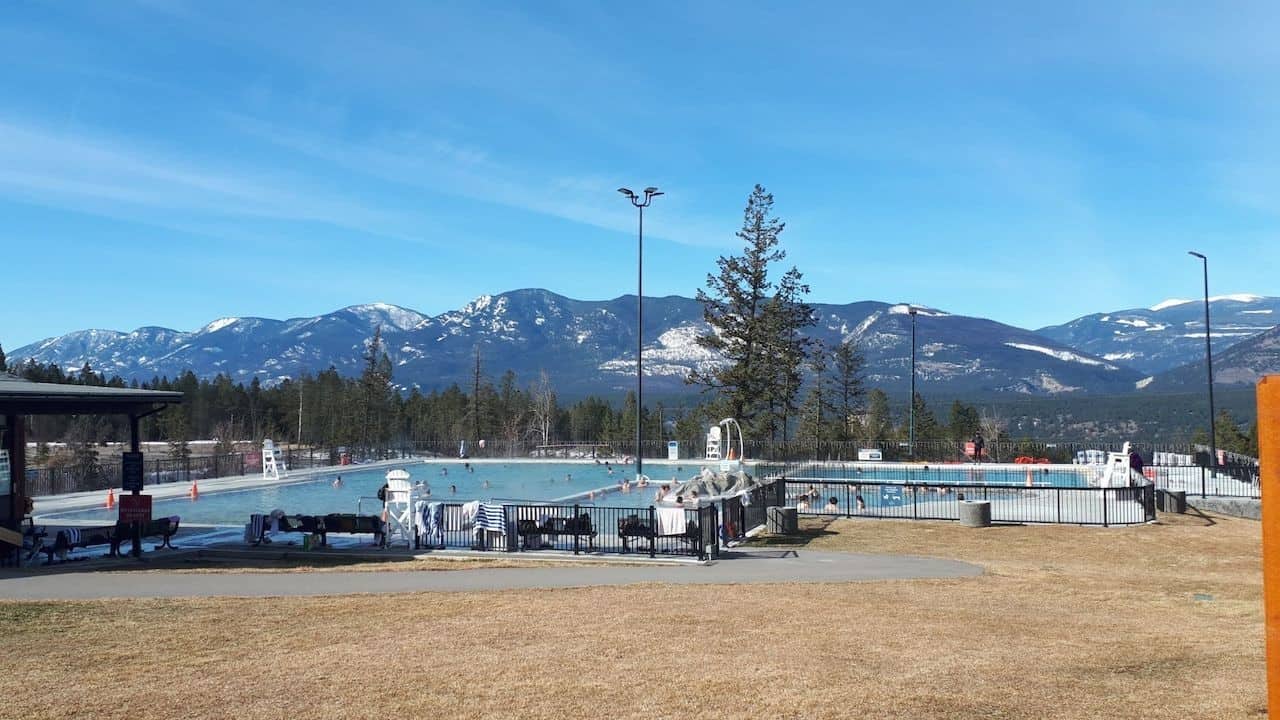 Pool and Mountain Views at Fairmont Hot Springs - The mountains make for the perfect backdrop while soaking in the natural mineral hot springs pools at Fairmont Hot Springs Resort in British Columba