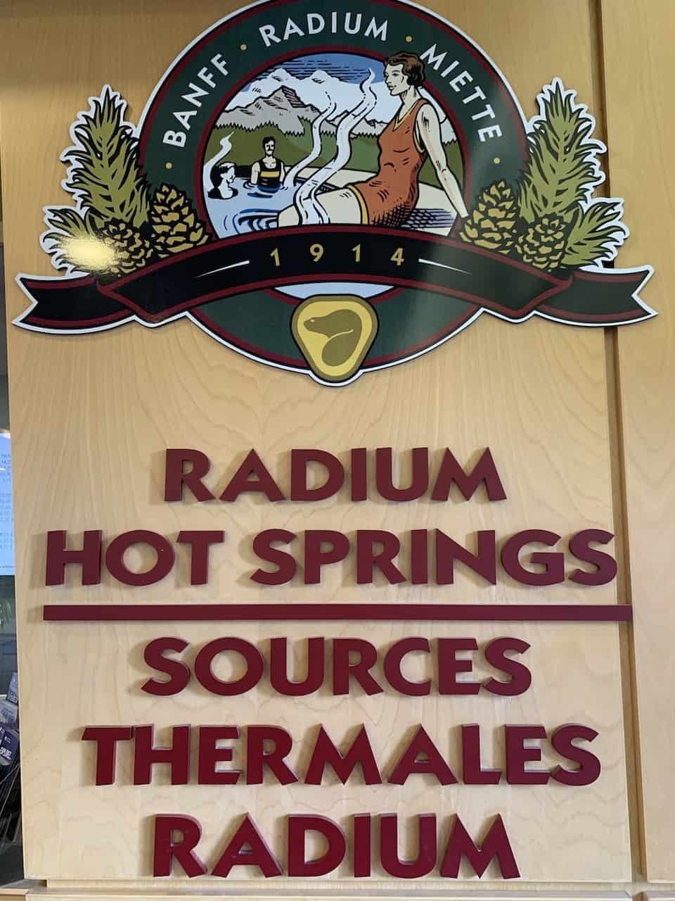 Radium Hot Springs Pool Sign - Radium Hot Springs in British Columbia, is a part of a group of hot springs run by Parks Canada. They group also includes Banff and Miette. They are known as the Canadian Rockies Hot Springs and three of Canada's most iconic hot pools.
