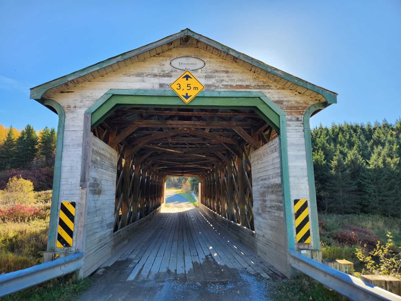 1933 Denommee Covered Bridge in Quebec - I love bridges, especially old wood covered ones. This piece of history was built in 1933 and is still used today, except it is closed during the winter months. There used to be over 30 covered bridges in this area, but less than half remain standing 