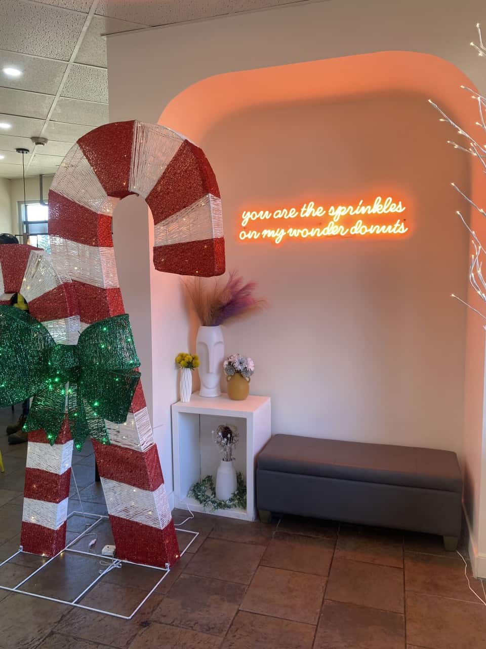 Christmas Photo Opportunity at Wonder Donuts - It is the Christmas season and Wonder Donuts has decorated their front entrance to give you that perfect photo opt! 