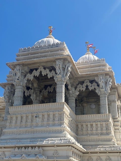 BAPS Hindu Temple in Etobicoke, Ontario, Canada 2023-11-20 - BAPS in Toronto, Canada was built according to principles laid out in the Shilpa Shastras, Hindu texts prescribing standards of sacred architecture.