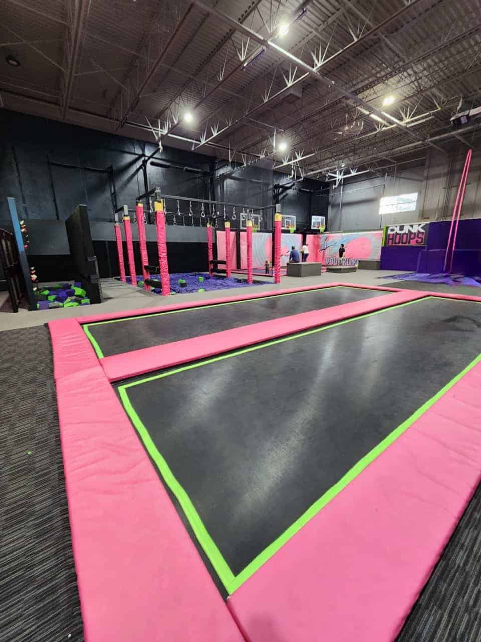 Ninja Course, Flying Hoops, Silk Ariel Course - Have a blast with the family at Calgary South Flying Squirrel Trampoline Park. Endless fun and different areas to test your jumping skills 